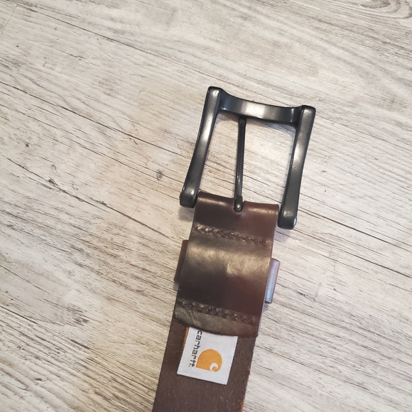 brown leather Carhartt belt pewter buckle size 3XL high quality adjustable - Picture 12 of 12